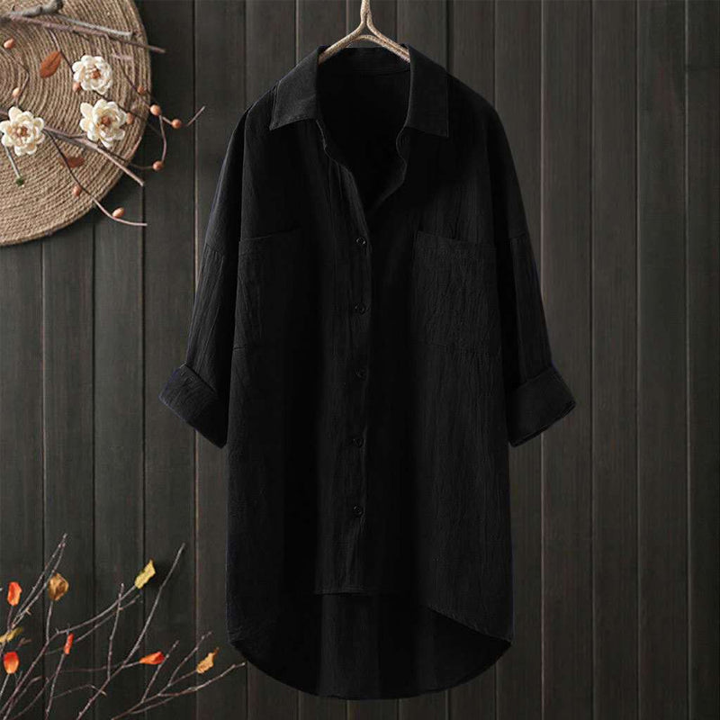 Chemise femme unie en coton lin