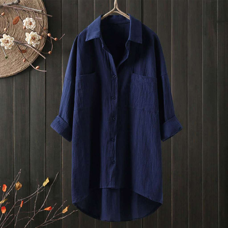 Chemise femme unie en coton lin