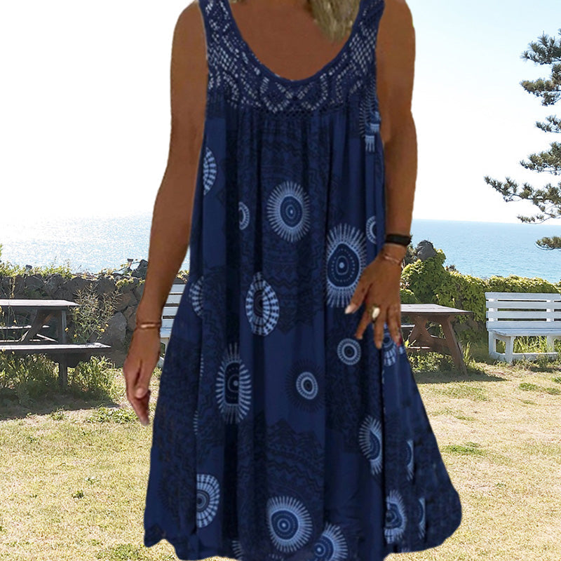 Robe d'été sans manches à col rond pour femmes