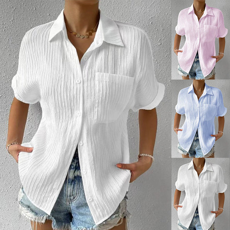 Lady Chemise unie confortable avec poches