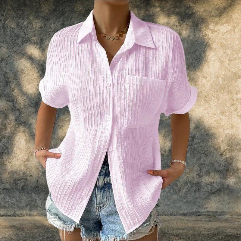 Lady Chemise unie confortable avec poches