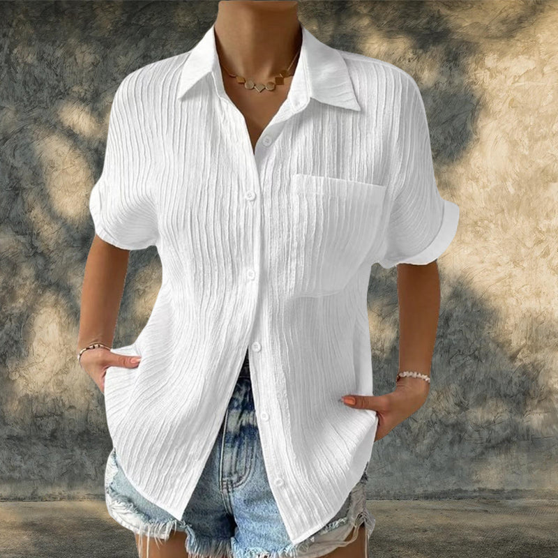 Lady Chemise unie confortable avec poches