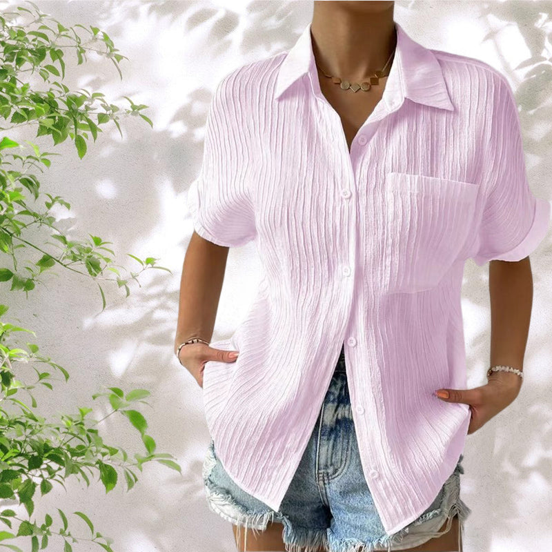 Lady Chemise unie confortable avec poches