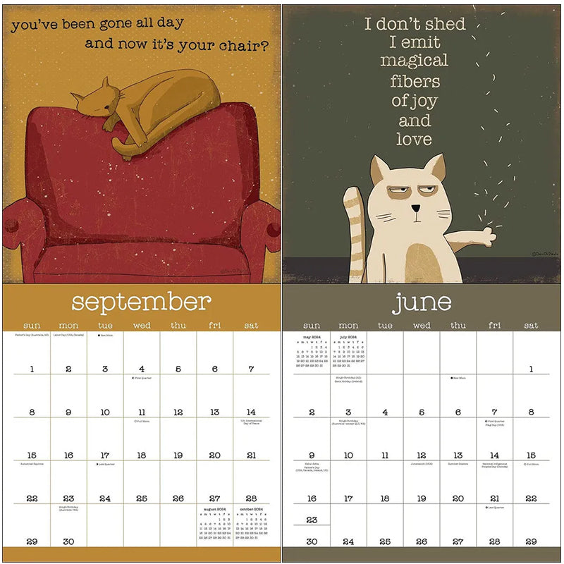 Calendrier mural 2024 d’une année de chats Snarky