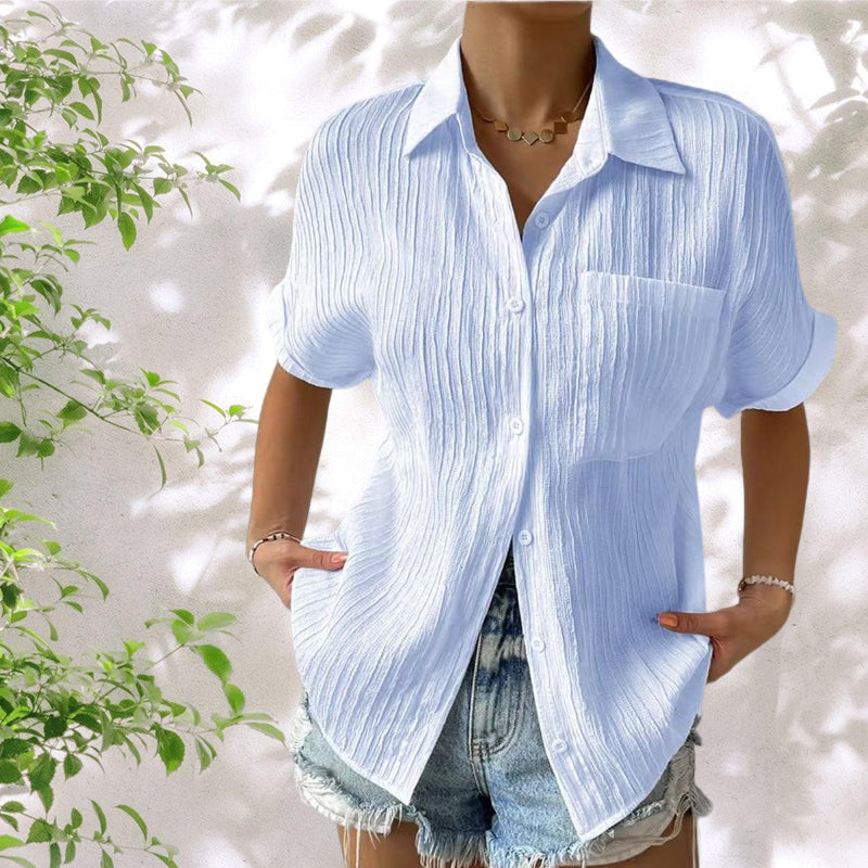 Lady Chemise unie confortable avec poches
